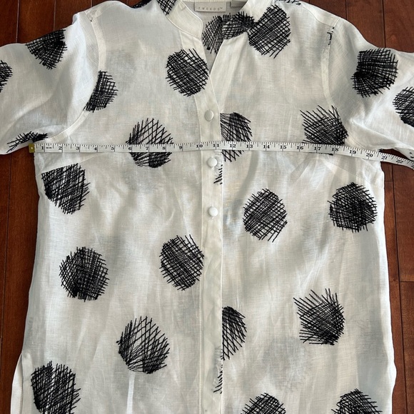 Tweeds White Linen Button Down Women’s Shirt with Black Embroidery Size Large - Picture 5 of 11